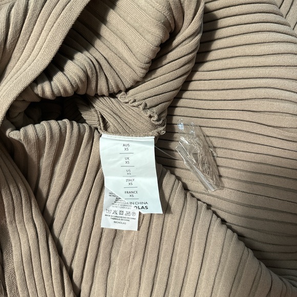 Nicholas Alixia Mixed Rib Knit Straps Midi Dress In Beige size XS - Picture 7 of 7